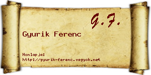 Gyurik Ferenc névjegykártya